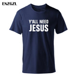 2019 T Shirt Mens Summer Tees Boys Male T-Shirts Tops 100% cotton Y'all Need Jesus tshirt Christian church youth Worship clothes