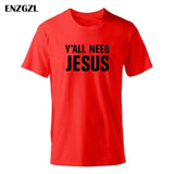 2019 T Shirt Mens Summer Tees Boys Male T-Shirts Tops 100% cotton Y'all Need Jesus tshirt Christian church youth Worship clothes