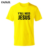2019 T Shirt Mens Summer Tees Boys Male T-Shirts Tops 100% cotton Y'all Need Jesus tshirt Christian church youth Worship clothes