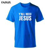 2019 T Shirt Mens Summer Tees Boys Male T-Shirts Tops 100% cotton Y'all Need Jesus tshirt Christian church youth Worship clothes