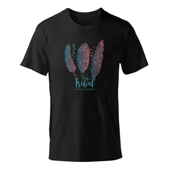 ENZGZL 2019 New Summer T Shirt Mens 100% cotton T-shirts male feather print Tee Short Sleeve High Quality Boys Tshirt BLACK c3ym