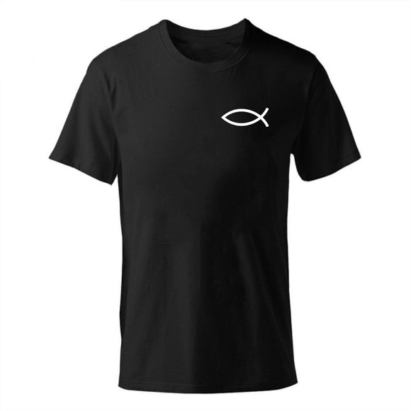 ENZGZL 2019 New Summer T Shirt Man 100% cotton T-shirts male FISH print Tee Short Sleeve High Quality Boy Tshirt black